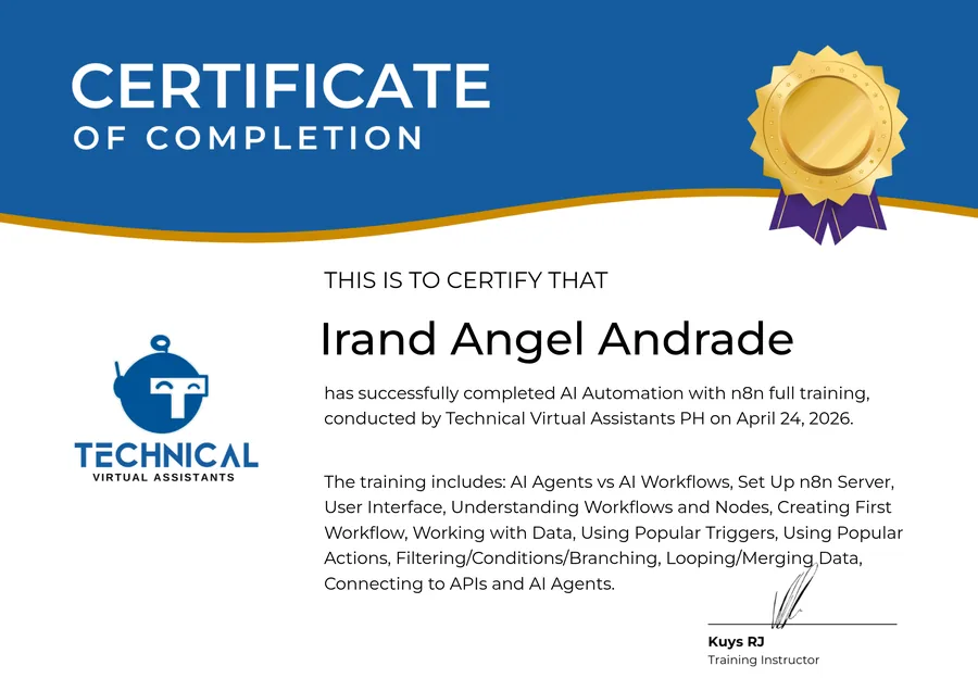 AI Automation with n8n Full Training certificate preview
